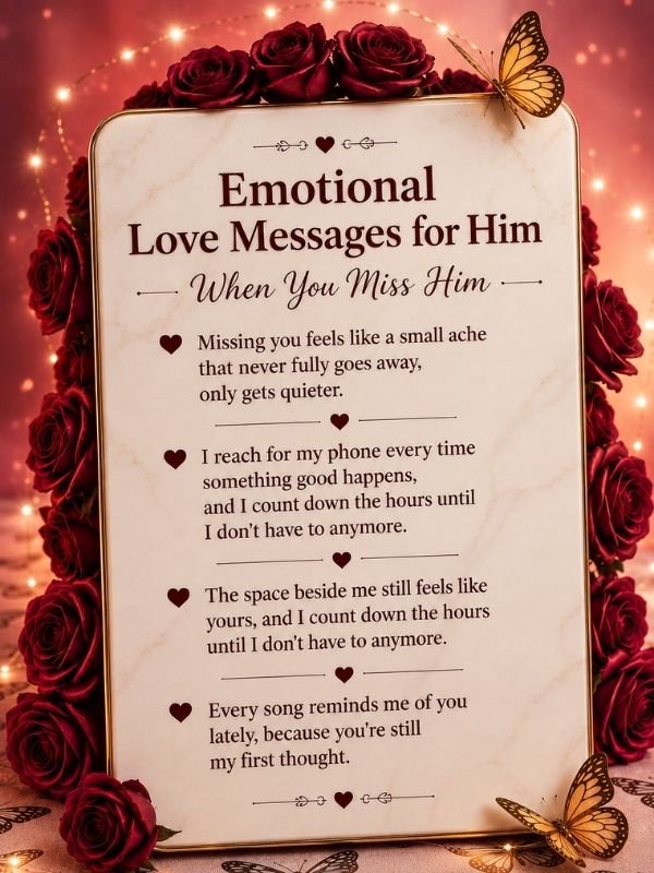 Emotional Love Messages for Him When You Miss Him