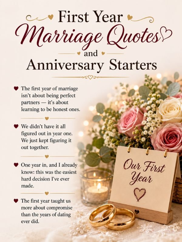 First Year Marriage Quotes and Anniversary Starters