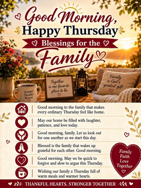 Good Morning, Happy Thursday Blessings for the Family