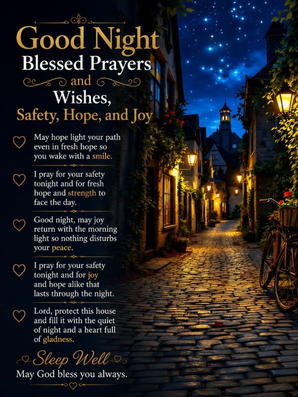 Good Night Blessed Prayers and Wishes, Safety, Hope, and Joy