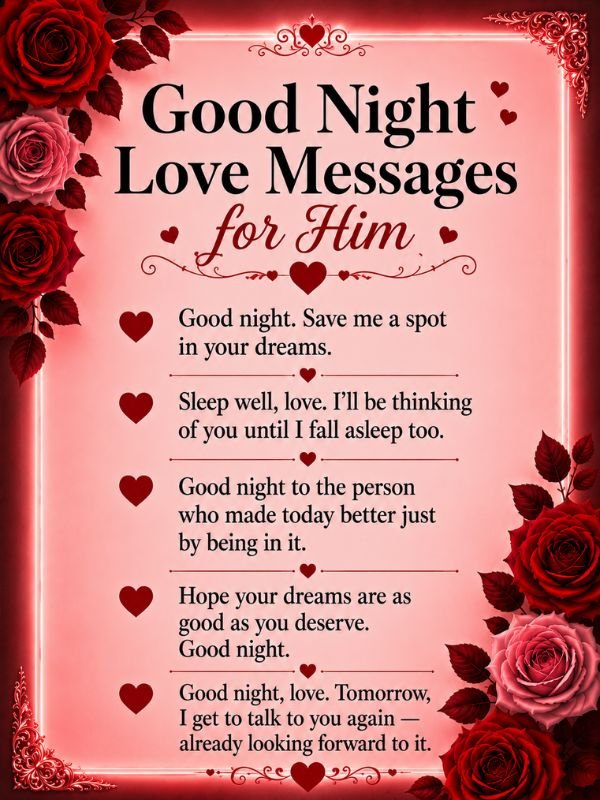 Good Night Love Messages for Him