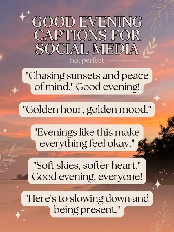 Good Evening Captions for Social Media
