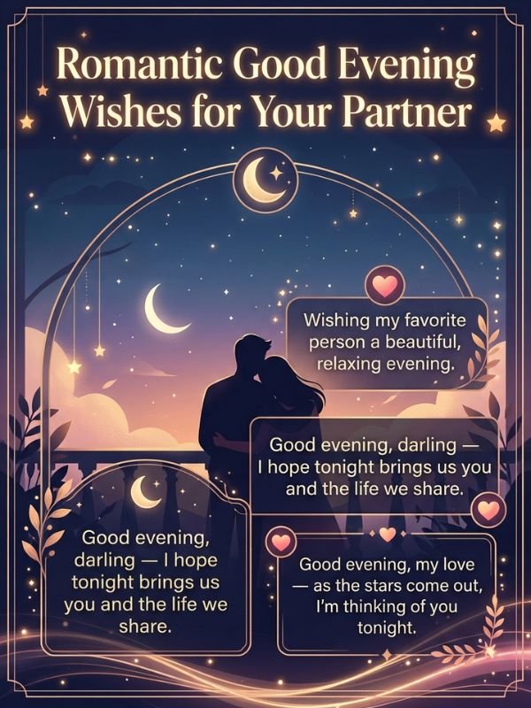 Romantic Good Evening Wishes for Your Partner