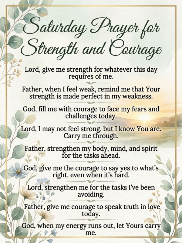 Saturday Prayer for Strength and Courage
