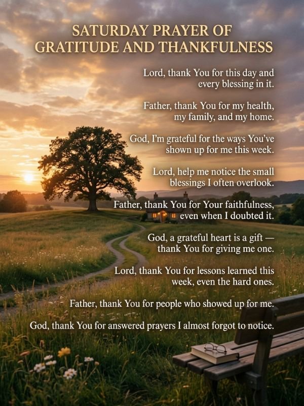 Saturday Prayer of Gratitude and Thankfulness