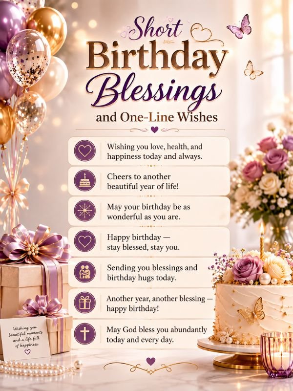 Short Birthday Blessings and One-Line Wishes