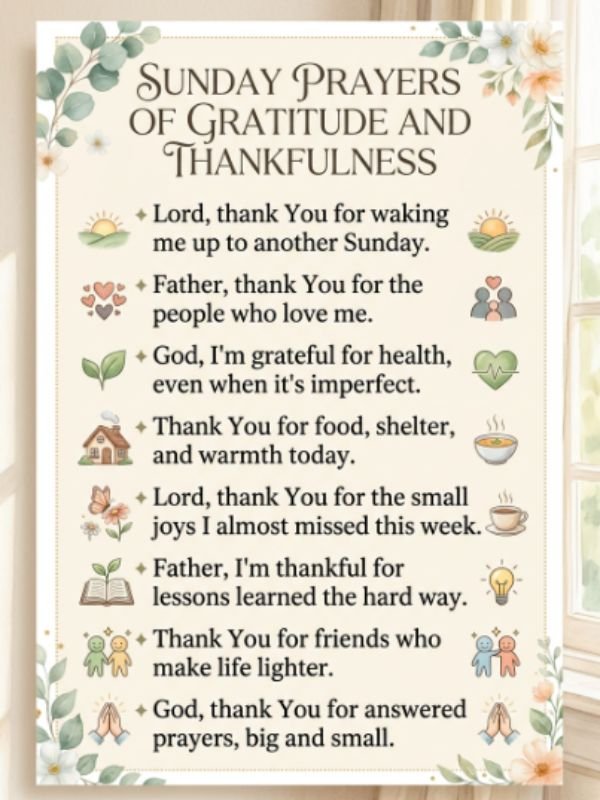 Sunday Prayers of Gratitude and Thankfulness