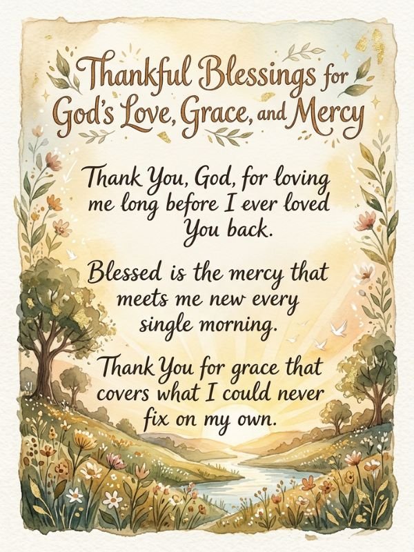 Thankful Blessings for Gods Love, Grace, and Mercy