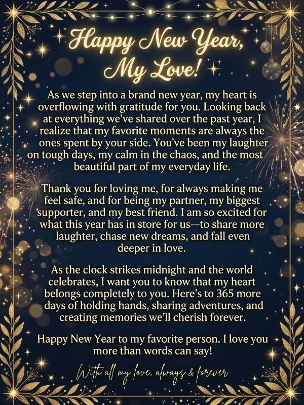 Long New Year Message for Boyfriend