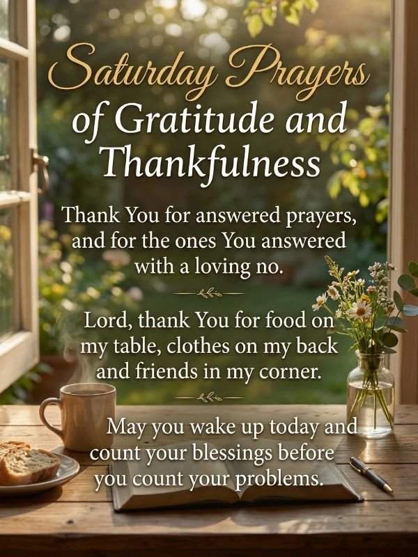 Saturday Prayers of Gratitude and Thankfulness