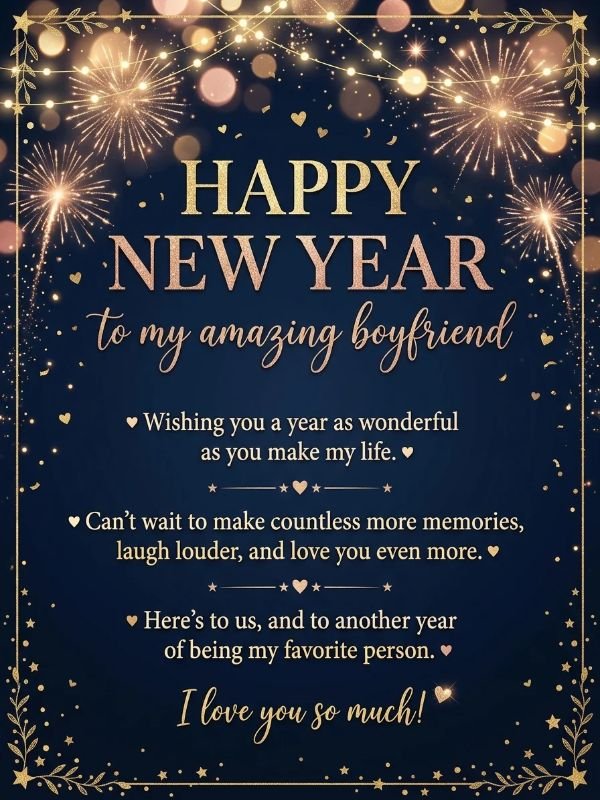 Short New Year Wishes for Boyfriend