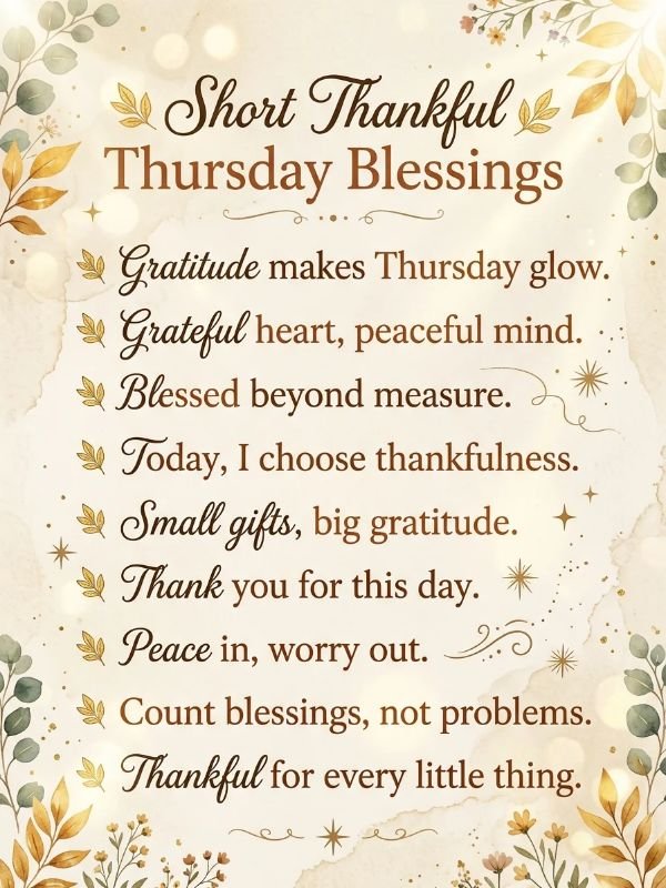 Short Thankful Thursday Blessings