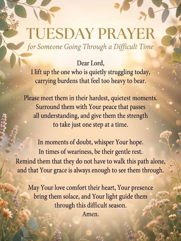 Tuesday Prayer for Someone Going Through a Difficult Time